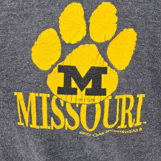 Vintage 1990s Red Oak Sportswear University of Missouri Faded Black T-Shirt (XL)