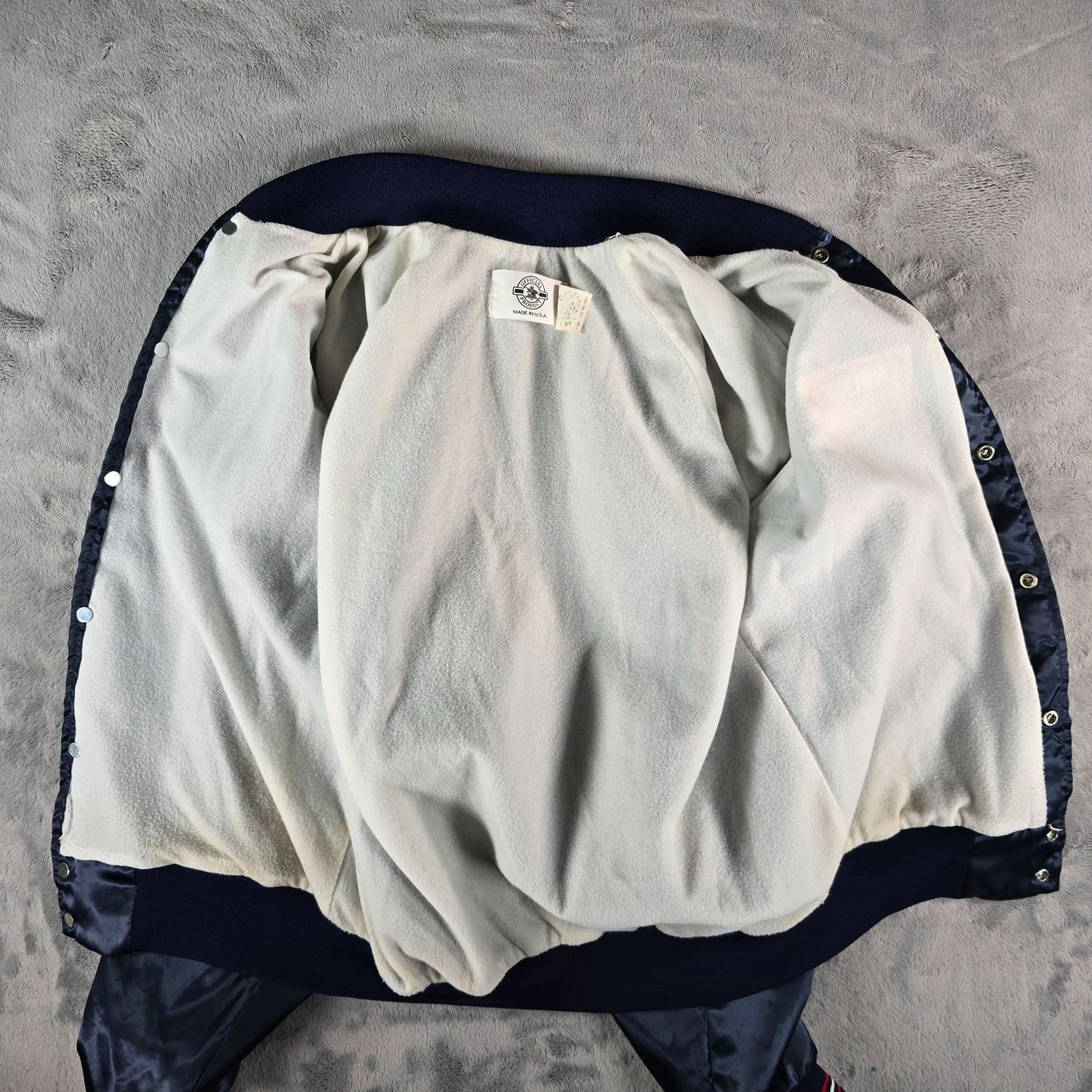 Vintage 1980s Bud Light Delivery Driver Fleece Lined Satin Bomber Jacket (M)