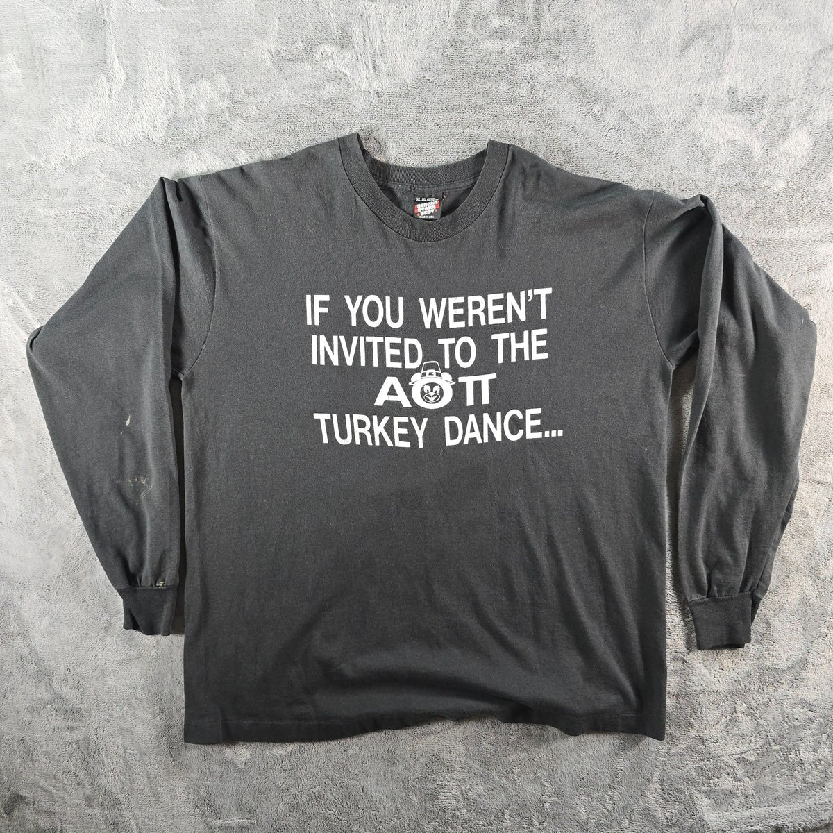 Vintage 1990s Alpha Omicron Pi Turkey Dance Sorority Long Sleeve T-Shirt (XL)