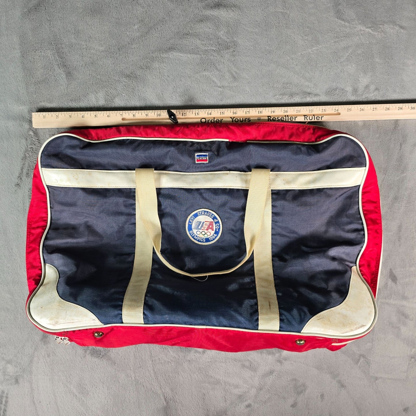 Distressed Vintage 1980s Levi's USA Olympics 1984 Duffel Travel Bag (M/L)