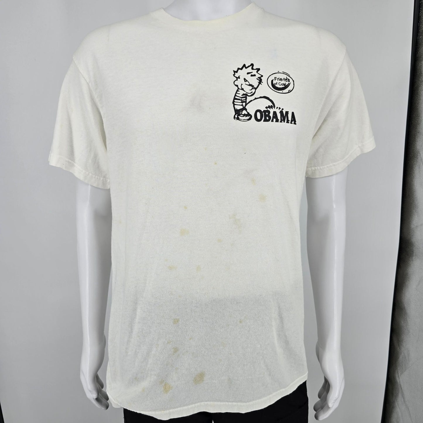 2010s Friends of Coal Calvin Peeing on "Obama" Parody Graphic T-Shirt (M) *Fair