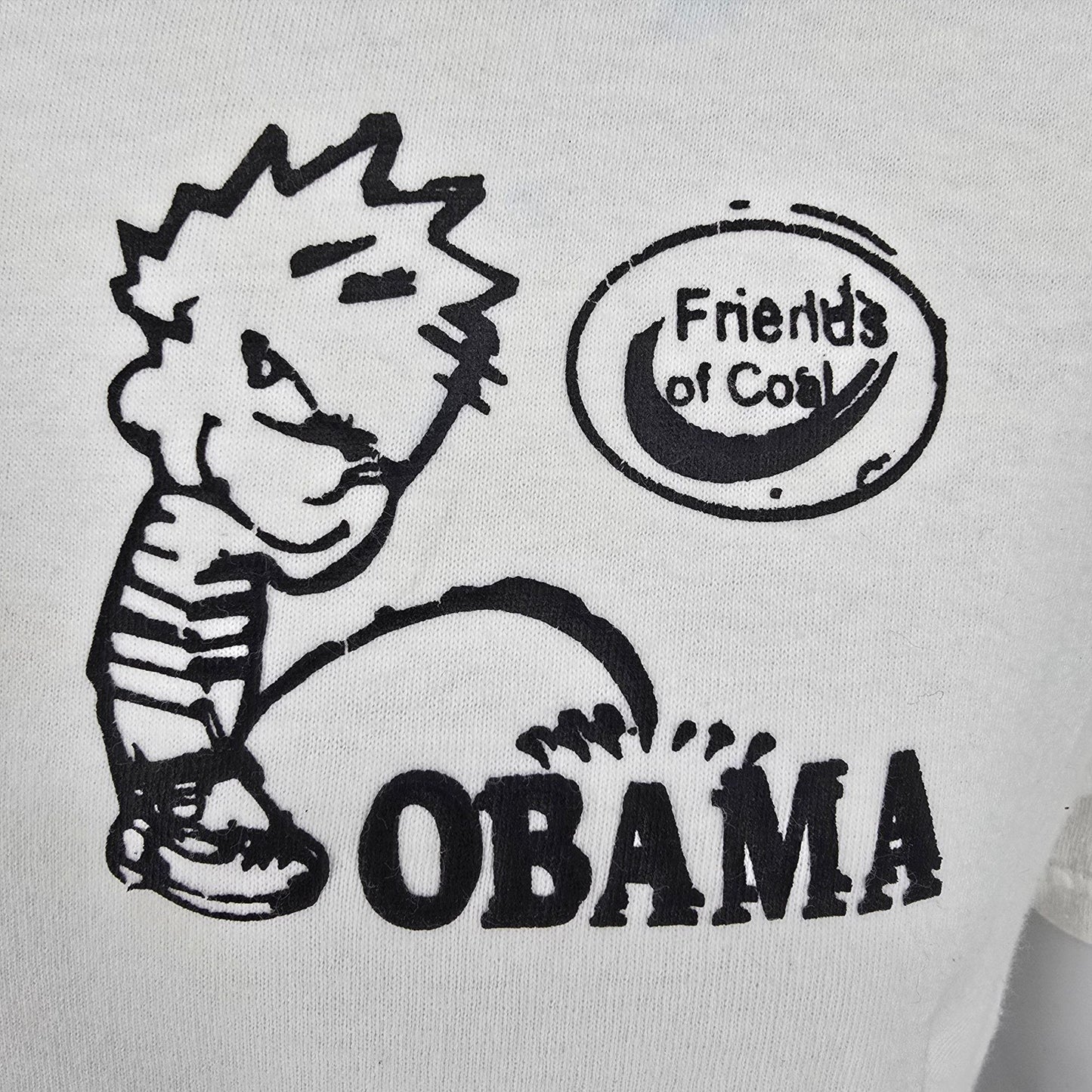 2010s Friends of Coal Calvin Peeing on "Obama" Parody Graphic T-Shirt (M) *Fair