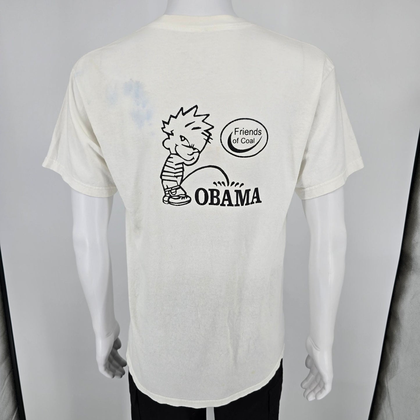2010s Friends of Coal Calvin Peeing on "Obama" Parody Graphic T-Shirt (M) *Fair