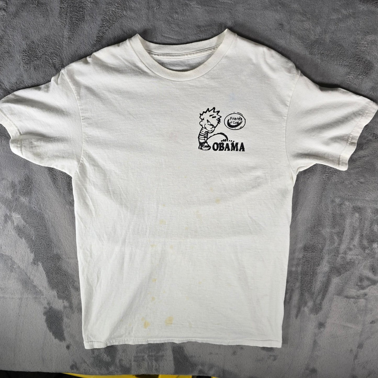 2010s Friends of Coal Calvin Peeing on "Obama" Parody Graphic T-Shirt (M) *Fair