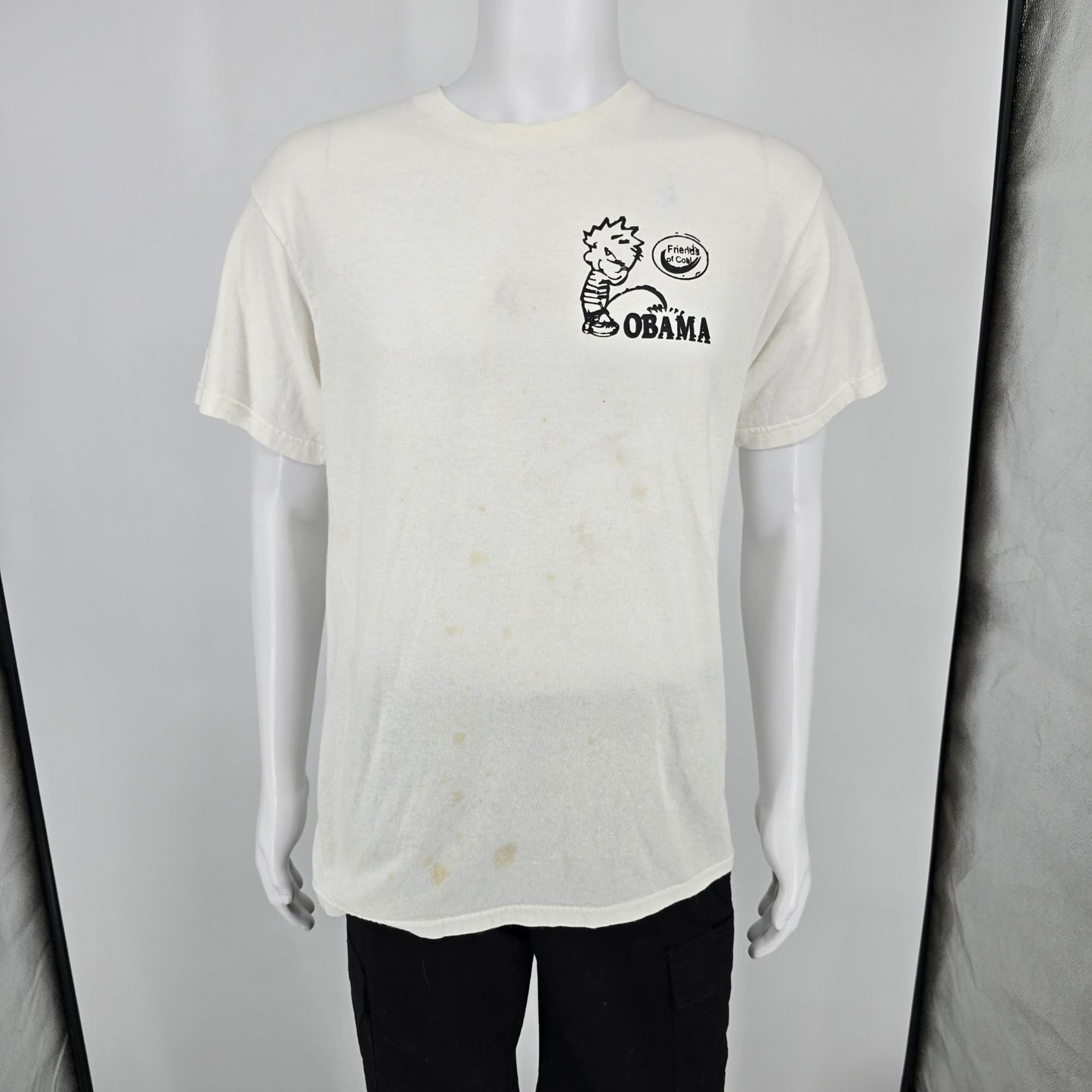 2010s Friends of Coal Calvin Peeing on "Obama" Parody Graphic T-Shirt (M) *Fair