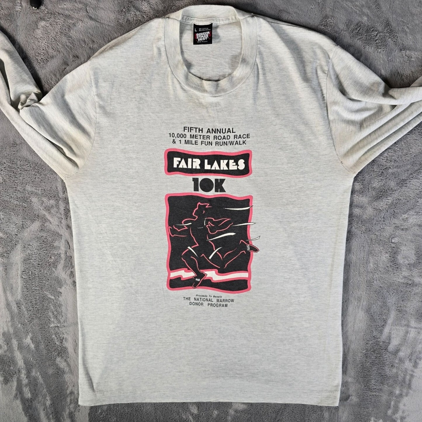 Vintage 1990s Screen Stars Best 1991 Fair Lakes 10K Long Sleeve T-Shirt (M/L)