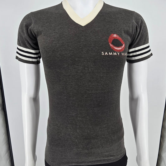 Vintage Sammy Hagar 1983 USA Tour Grey Ringer V-Neck Concert T-Shirt (XS/S)