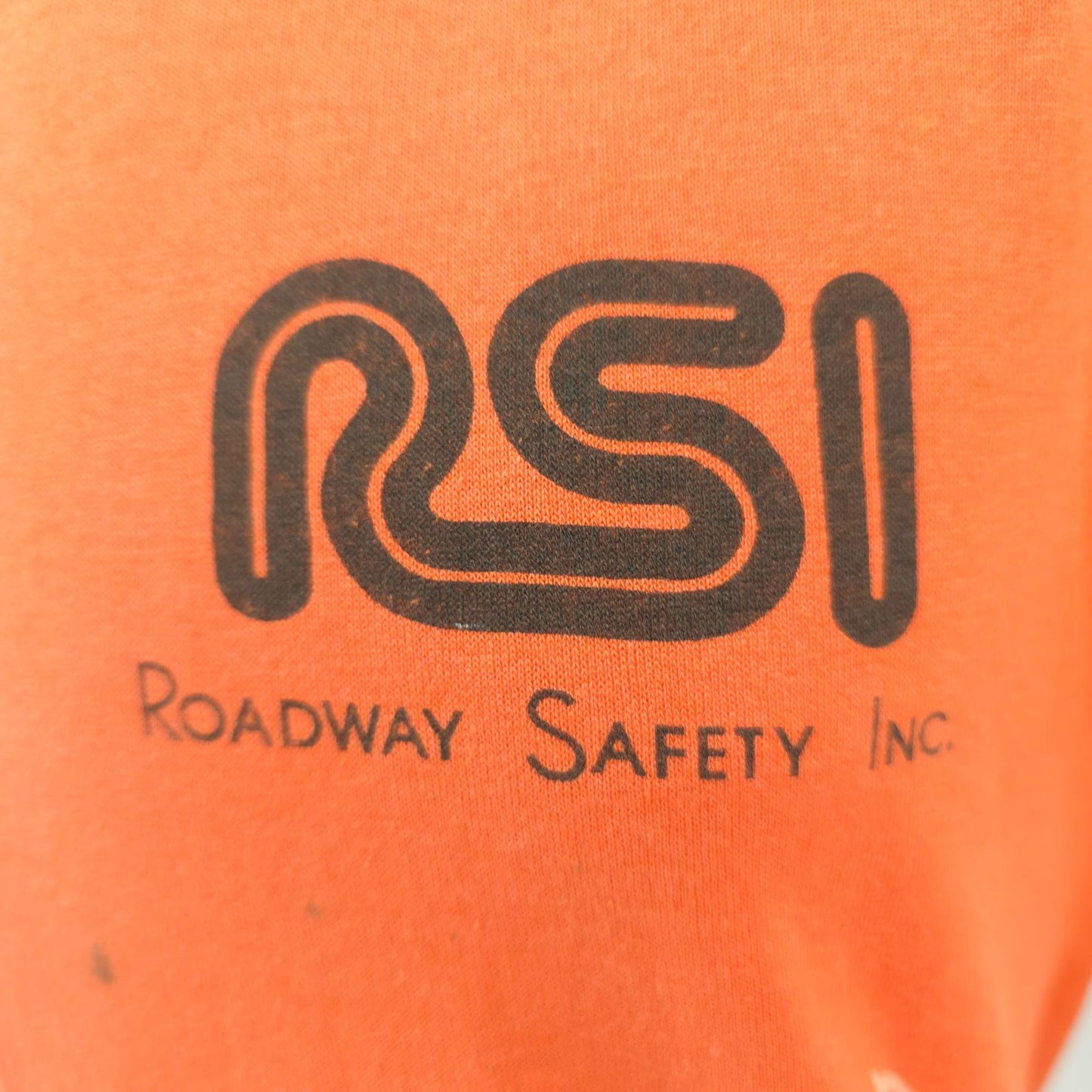 Distressed Vintage 1980s Sportswear Orange RSI Roadway Safety Inc. T-Shirt (M)