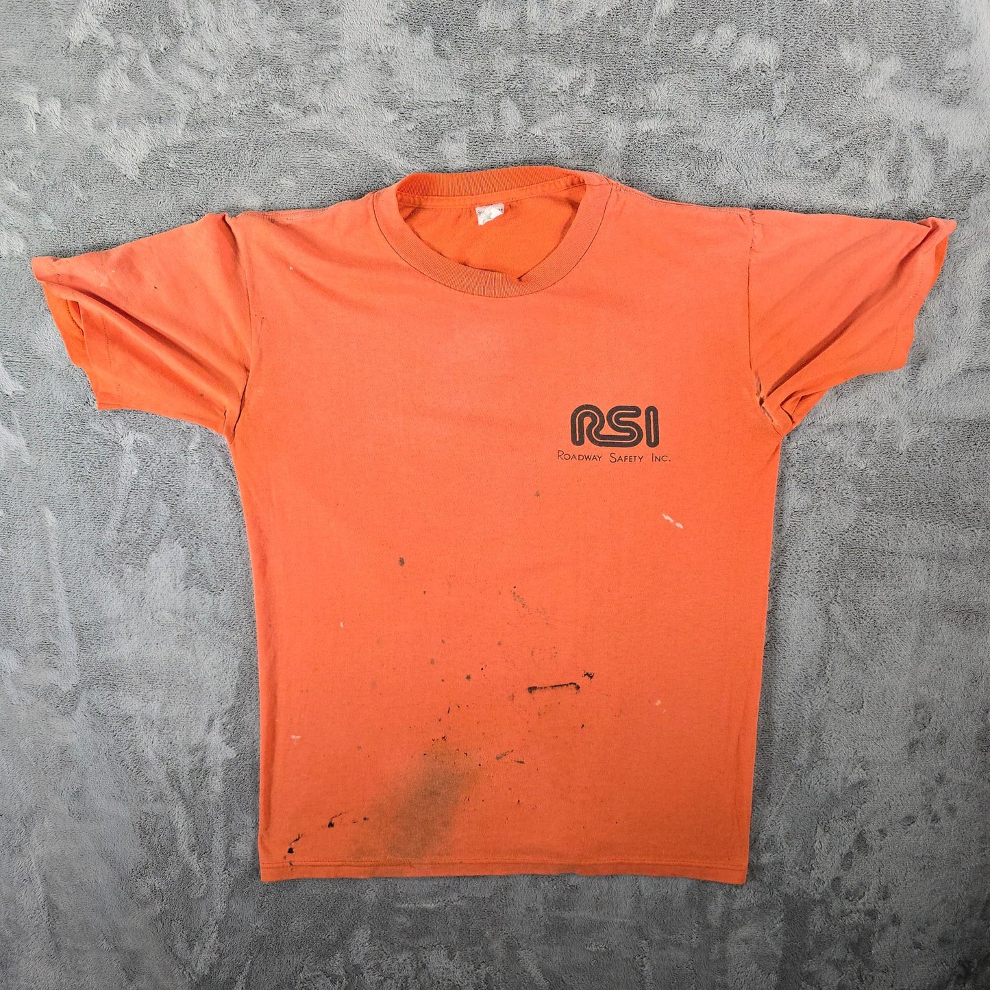 Distressed Vintage 1980s Sportswear Orange RSI Roadway Safety Inc. T-Shirt (M)