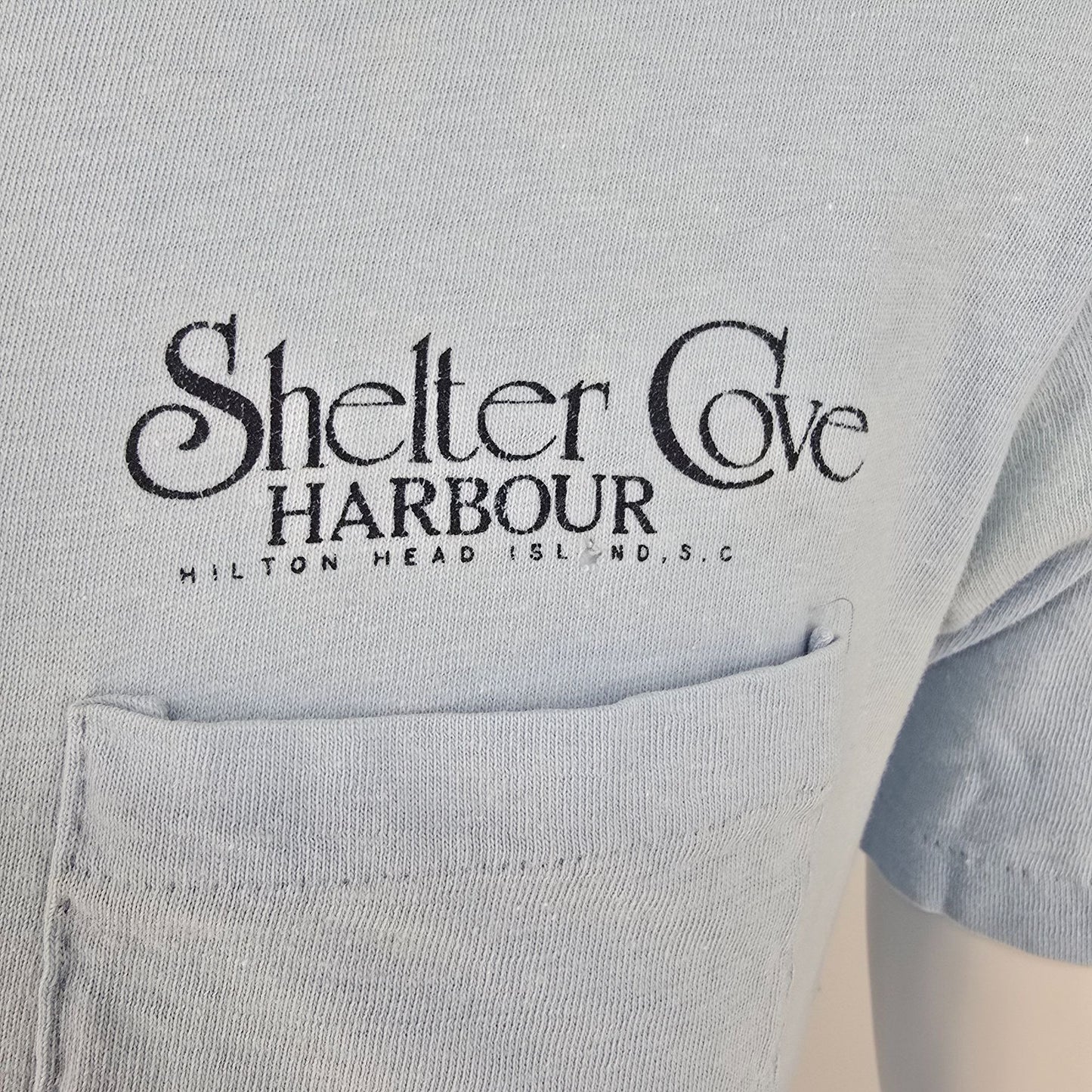 Vintage 1980s Shelter Cove Harbour Hilton Head Island SC Pocket T-Shirt (S/M)