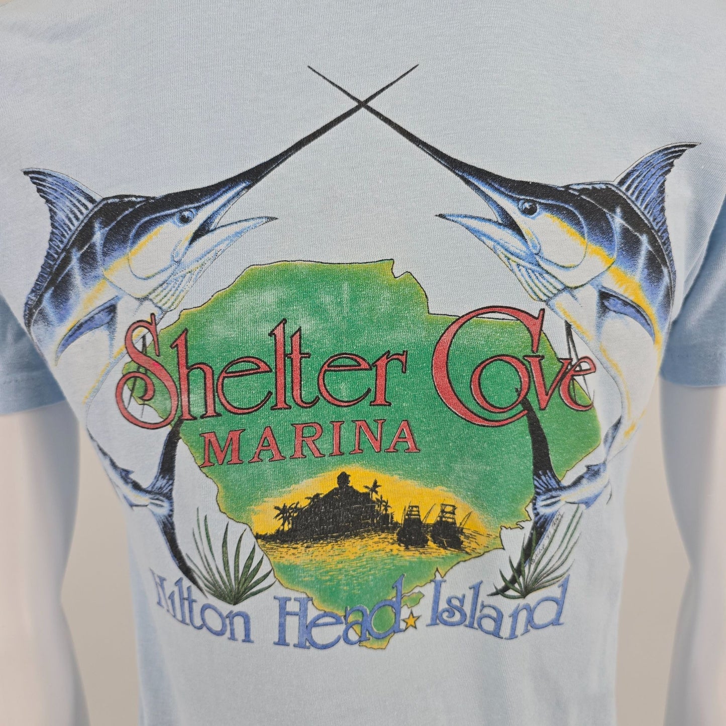 Vintage 1980s Shelter Cove Harbour Hilton Head Island SC Pocket T-Shirt (S/M)