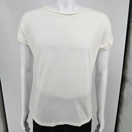 2010s AllSaints Womens Imogen Boy Tee Minimalist White Cotton T-Shirt (XS/S)