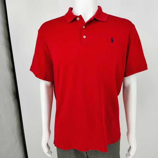 Polo Ralph Lauren Classic Fit Soft Jersey Red Polo with Blue Pony Logo (XL)