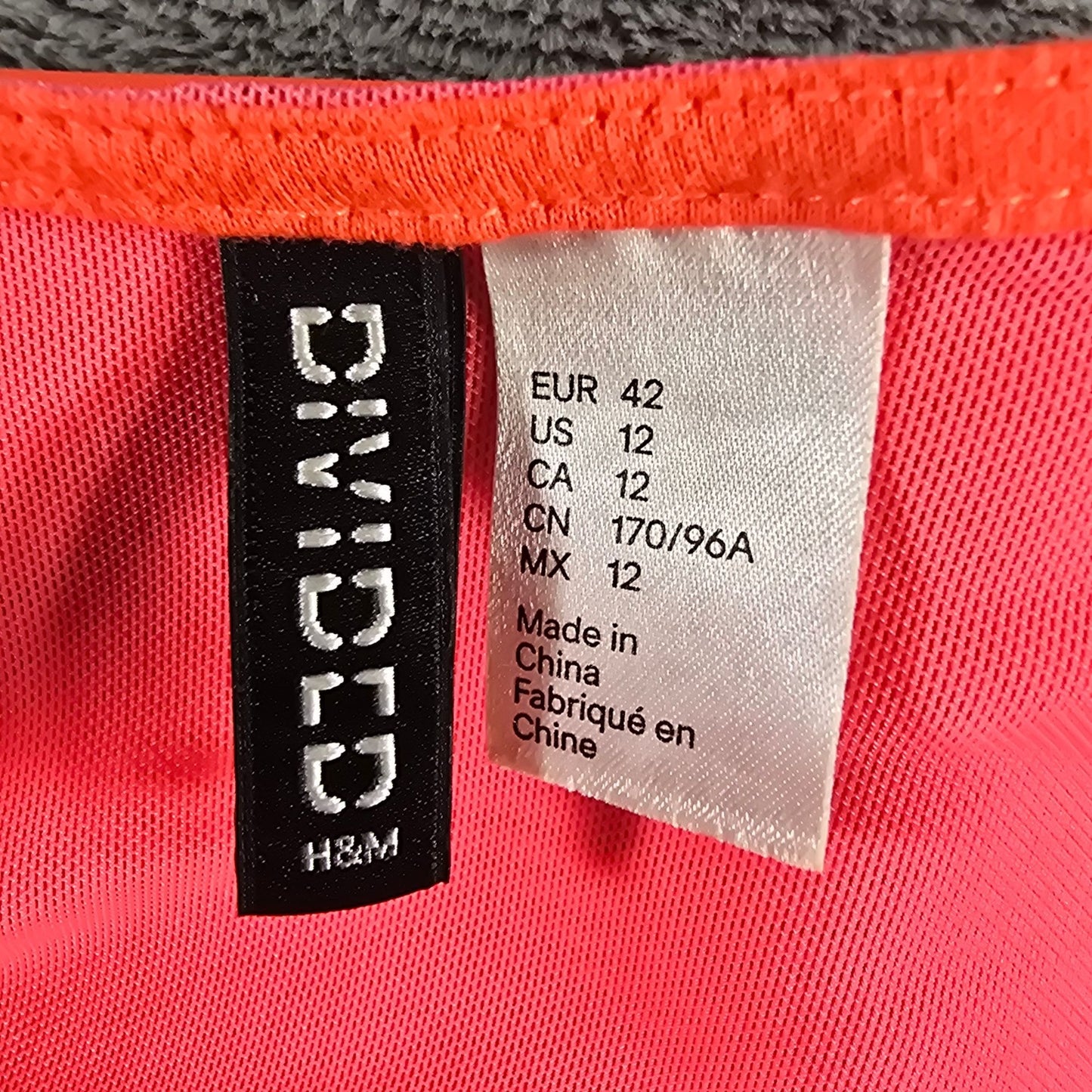 2010s H&M Divided Neon Coral/Pink Mesh Panel Bodycon Dress (Size 12/L) *Flaws