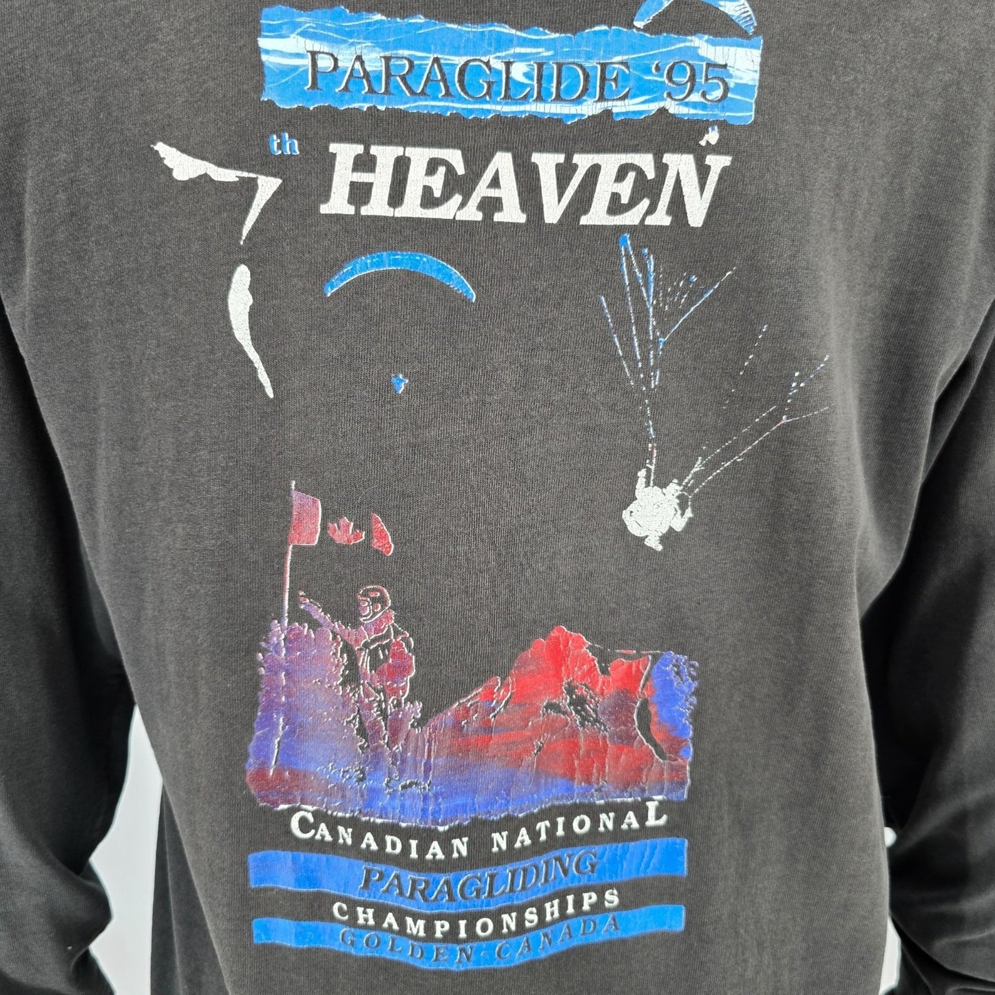 Vintage 1995 Canadian National Paragliding Championships Long Sleeve T-Shirt (M)