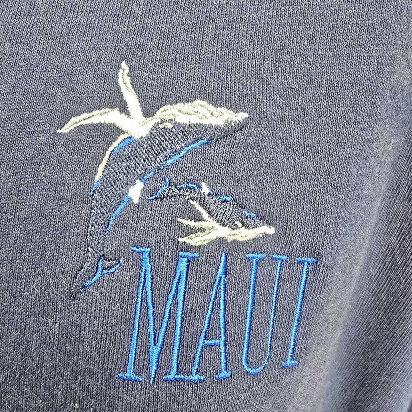 Vintage 1990s Anvil Cotton Deluxe Maui Dolphins Embroidered Henley T-Shirt (XL)