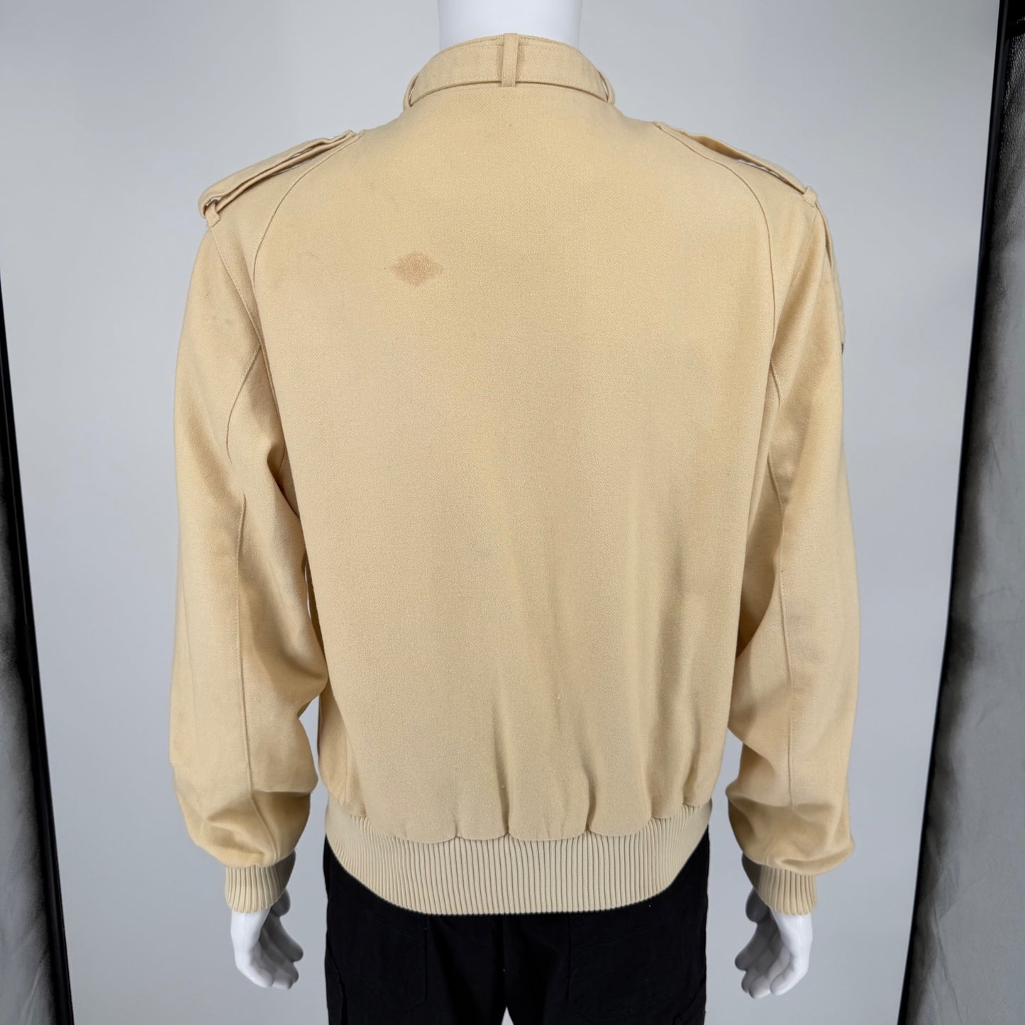 Vintage 1980s Members Only Cream Wool-Blend Bomber Jacket (Size 44/Large)