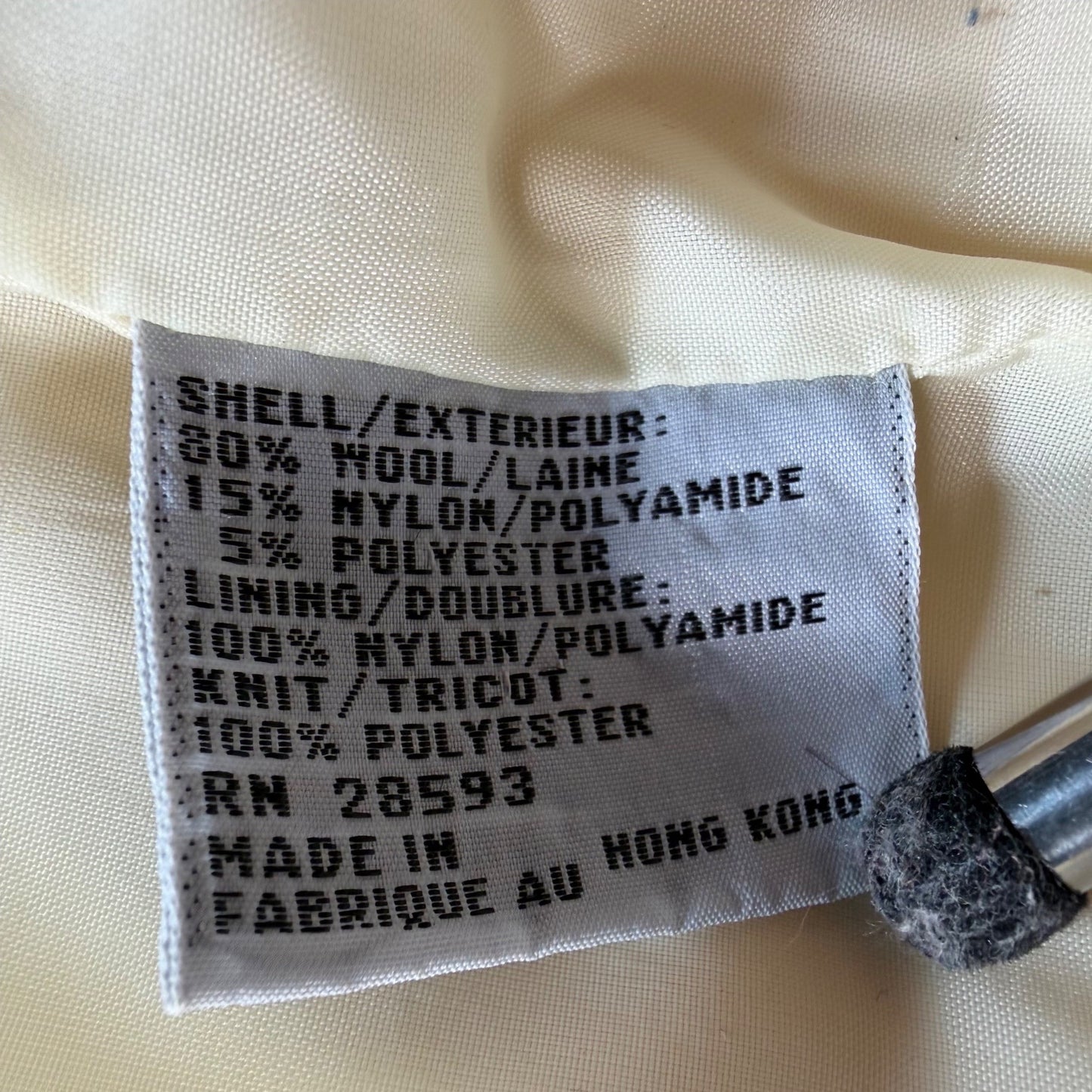 Vintage 1980s Members Only Cream Wool-Blend Bomber Jacket (Size 44/Large)