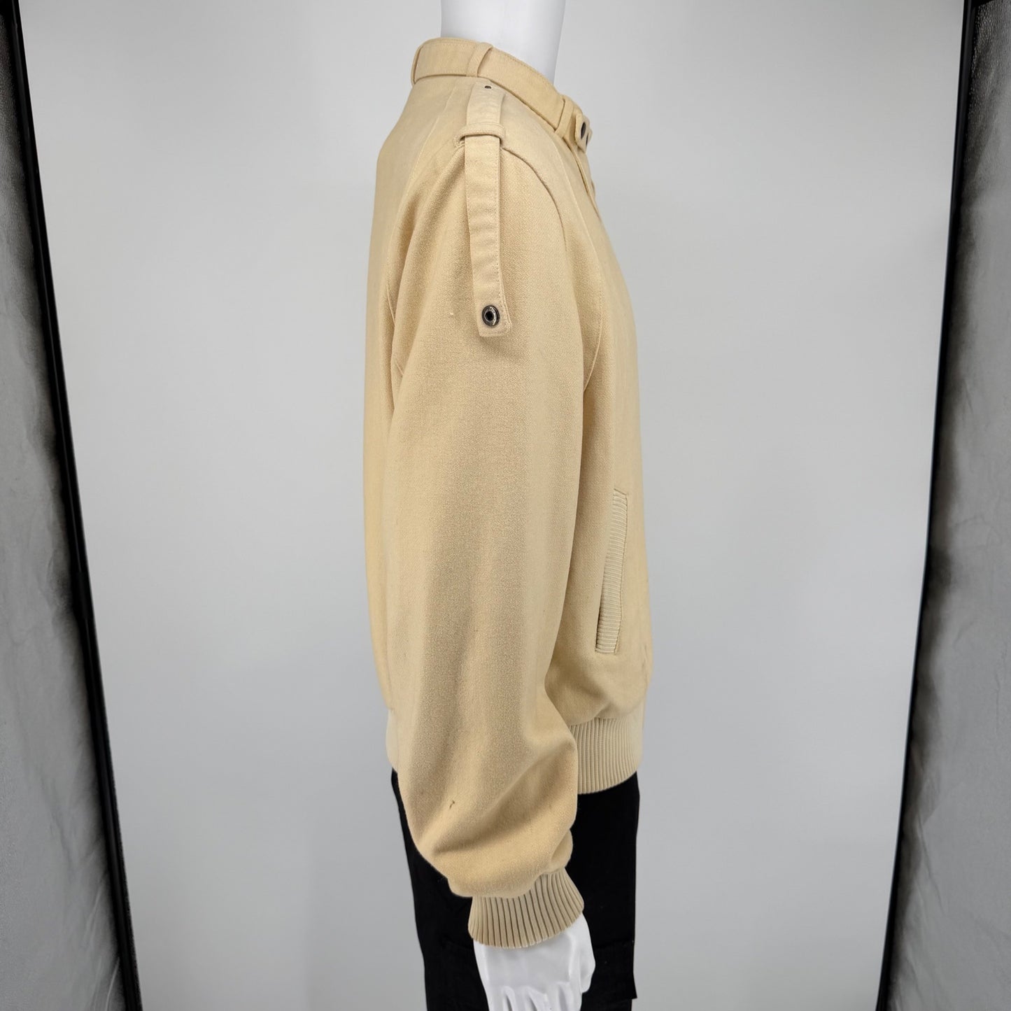 Vintage 1980s Members Only Cream Wool-Blend Bomber Jacket (Size 44/Large)
