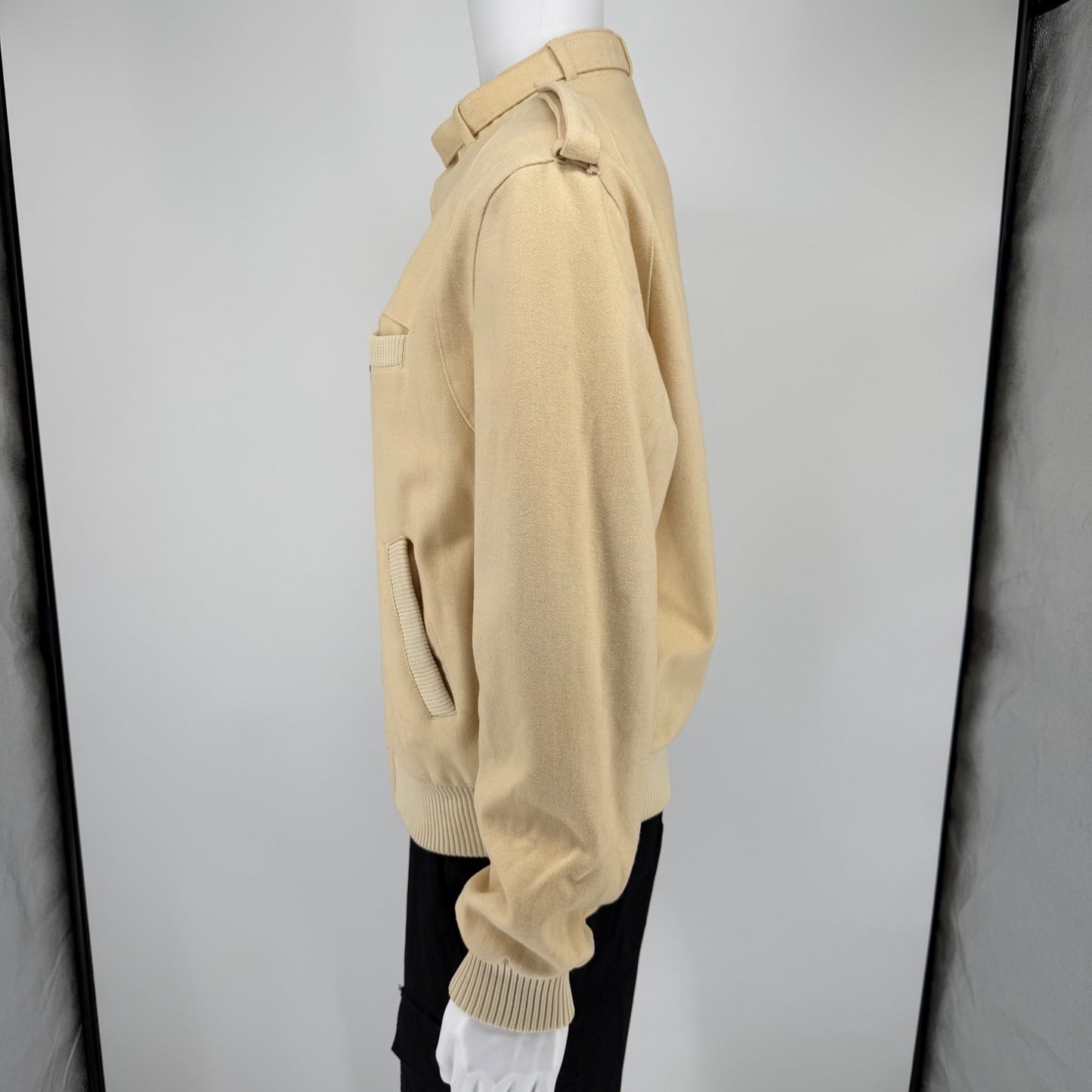 Vintage 1980s Members Only Cream Wool-Blend Bomber Jacket (Size 44/Large)