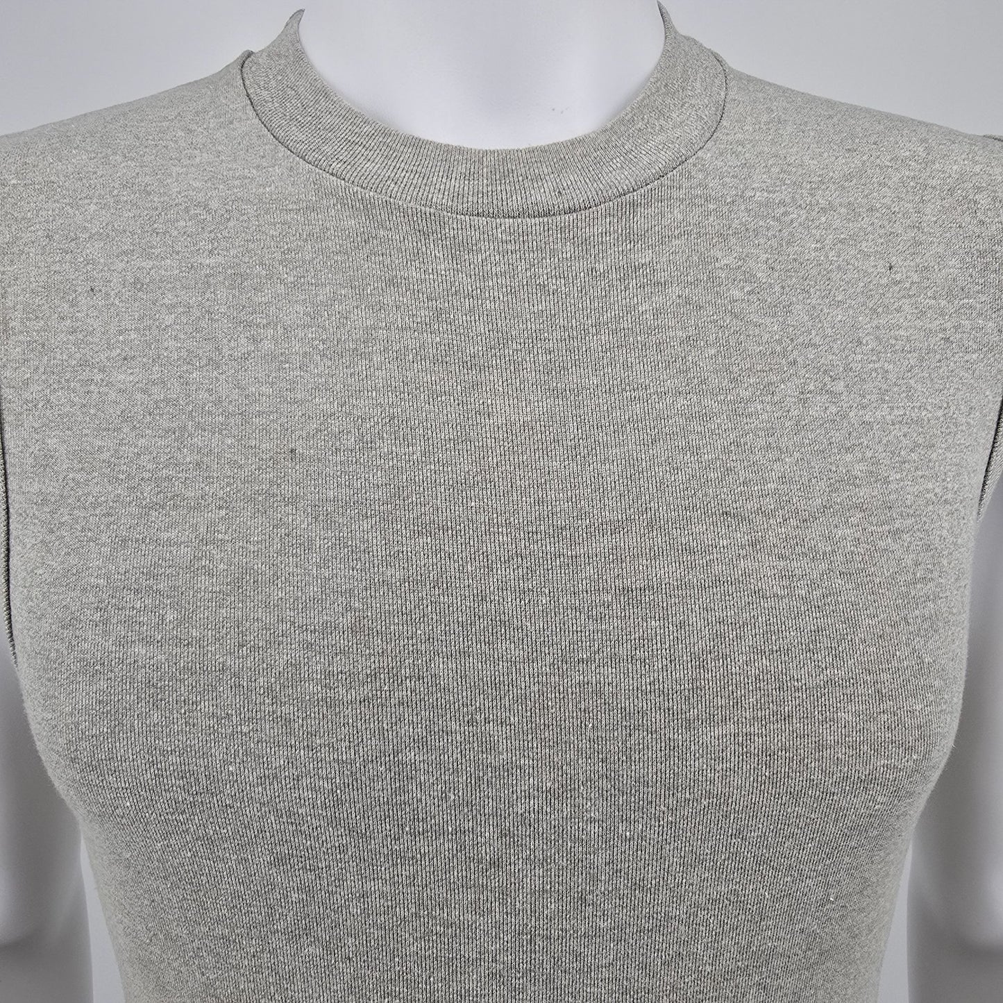 Vintage 1980s Sportswear Heather Gray Ribbed Sleeveless Gym Muscle Tank (XS)