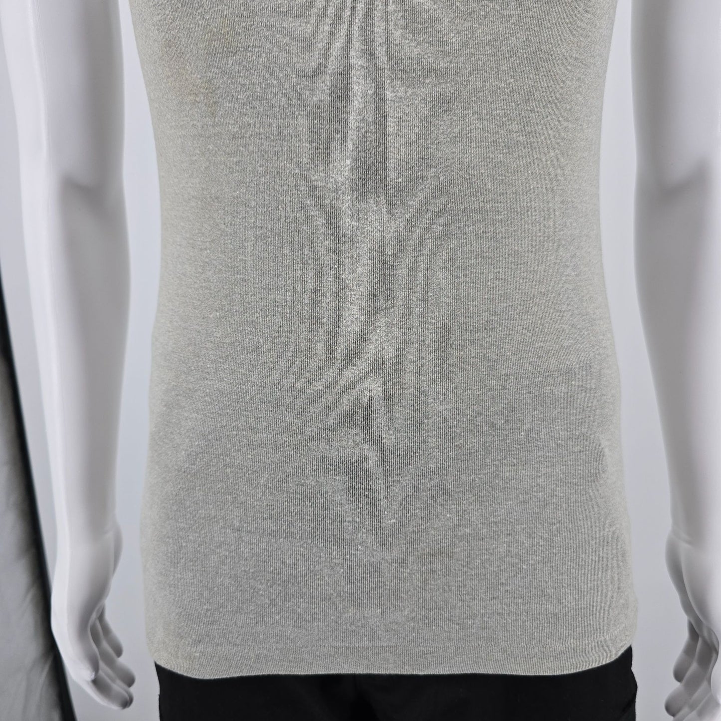 Vintage 1980s Sportswear Heather Gray Ribbed Sleeveless Gym Muscle Tank (XS)