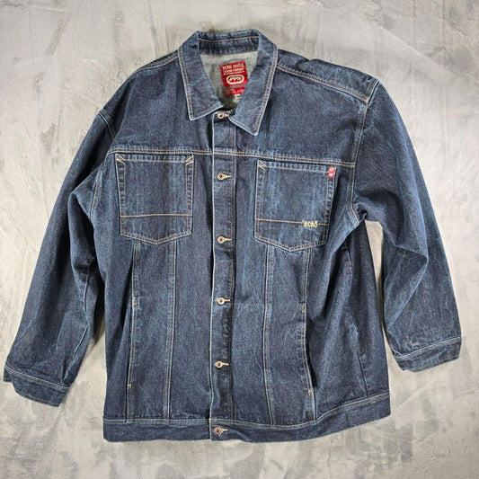 Vintage Y2K Ecko Unltd. Denim Foundry Blue Denim Down Low Jacket (4XB)